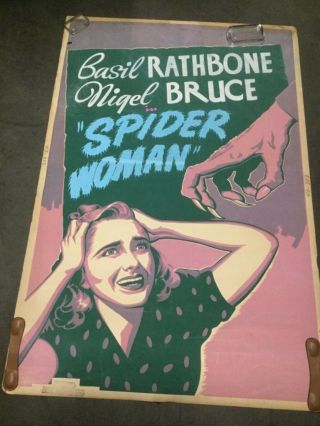 1943 Vintage Spider Woman Advertising Lobby Movie Poster 40 X 60