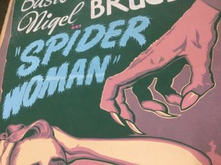 1943 Vintage SPIDER WOMAN advertising lobby Movie poster 40 x 60 5