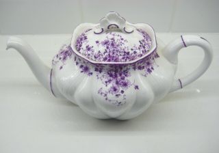 Shelley China Dainty Mauve Teapot 9 Inches Wide,  5.  5 Inches High - Rare Piece
