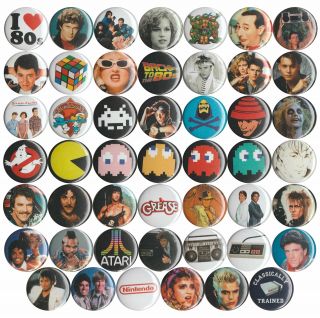 Huge Of 48 1980s 1 " Pins/buttons/badges