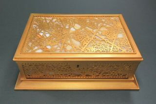 Large Tiffany Studios York Grapevine Gold Dore Desk Or Utility Box 823