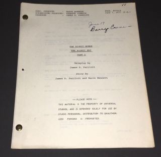 Bionic Woman Orig.  Tv Script " Bionic Dog Part I " Signed Prod.  Script - Vf/xf