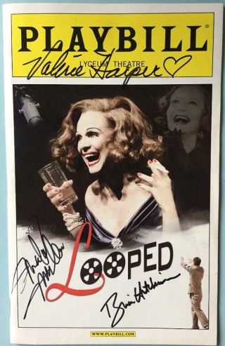 Valerie Harper Brian Hutchison Michael Mulheren Signed Playbill Looped Broadway