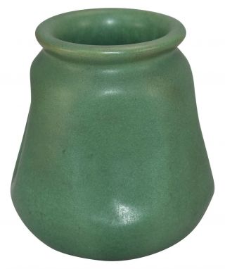Teco Pottery Matte Green Ribbed And Dimpled Ceramic Vase Shape 356 2