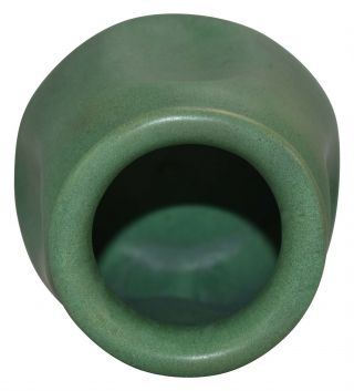 Teco Pottery Matte Green Ribbed And Dimpled Ceramic Vase Shape 356 5