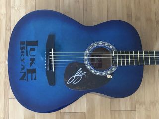 Luke Bryan Signed Autographed Blue Burst Acoustic Guitar W/,
