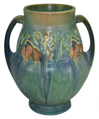 Roseville Pottery Baneda Green Ceramic Vase 596 - 9