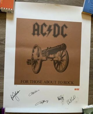 Ac/dc Band Autographed For Those About To Rock Lithograph Artist Proof /50