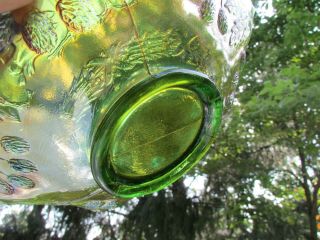 Fenton PETER RABBIT ANTIQUE CARNIVAL ART GLASS RUFFLED BOWL GREEN 3