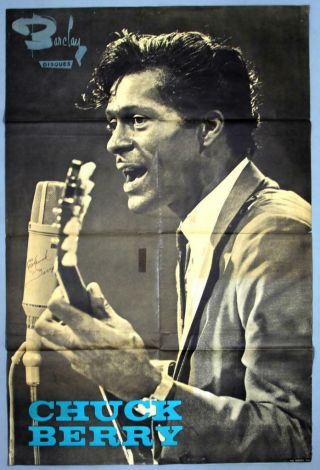 Chuck Berry - Rare Vintage 1960s French Fontana Promo Poster Signed