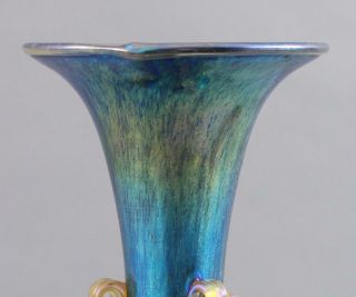 Early 20thC Antique Hand Blown Loetz Cobalt Norma Art Glass 3 - Handle Vase 4