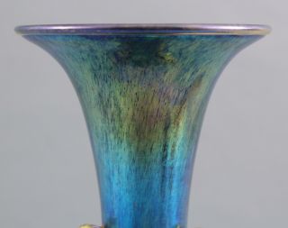 Early 20thC Antique Hand Blown Loetz Cobalt Norma Art Glass 3 - Handle Vase 9