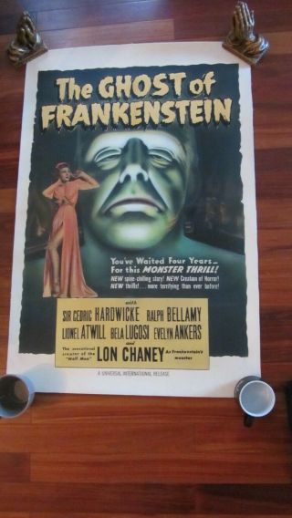 The Ghost Of Frankenstein (1942) - 1950s Re - Release " Colorized " One - Sheet Poster