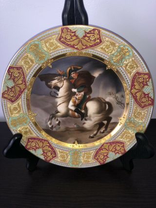 Antique Royal Vienna Porcelain Plate Signed Wagner “napoleon Bonaparte” 19c
