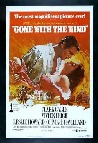 Gone With The Wind Rolled 40 X 60 Movie Poster 40x60 Clark Gable R - 1980