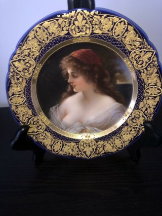 Antique Royal Vienna Porcelain Plate Signed 19c
