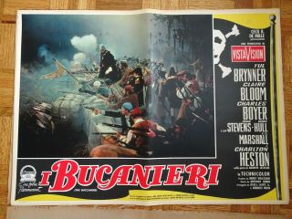 YUL BRYNNER,  CHARLTON HESTON THE BUCCANEER 1958 PARAMOUNT ITALIAN BUSTA SET 2