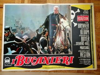 YUL BRYNNER,  CHARLTON HESTON THE BUCCANEER 1958 PARAMOUNT ITALIAN BUSTA SET 5