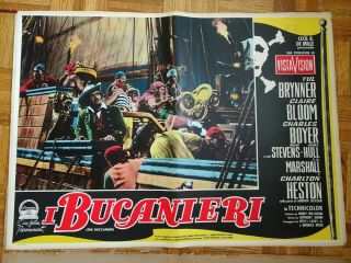 YUL BRYNNER,  CHARLTON HESTON THE BUCCANEER 1958 PARAMOUNT ITALIAN BUSTA SET 7