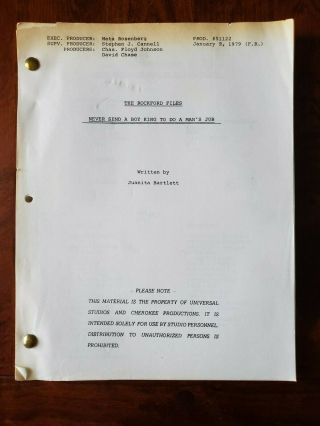 1979 The Rockford Files Double Script Never Send A Boy King To Do A Man 