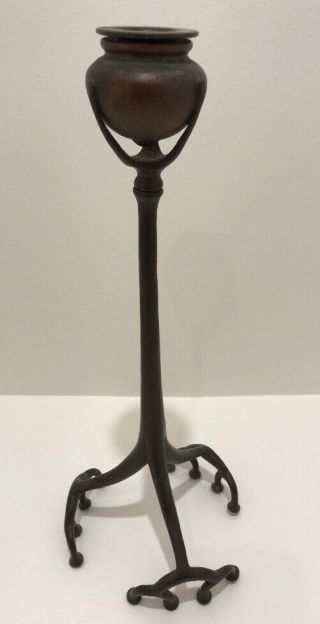 Louis Comfort Tiffany Studios Bronze Antique Candlestick Organic Form 2