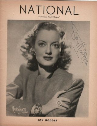 Joy Hodges X2 & John Archer Autographs,  " Our Fanny " 1944,  National Theater
