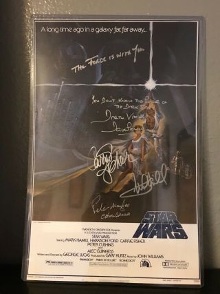 Star Wars Signed Cast Signatures " A Hope " 1977 11x17 Movie Poster W/psa Dna