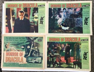 4 Horror Of Dracula Lobby Cards (1,  2,  4,  5) 1958 - Peter Cushing/cristopher Lee - Gd/ex