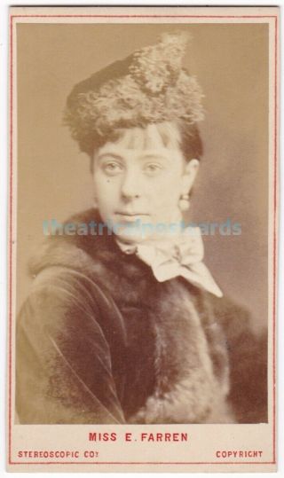 Victorian Stage Actress Ellen (nellie) Farren.  Stereoscopic Cdv Dated 1879