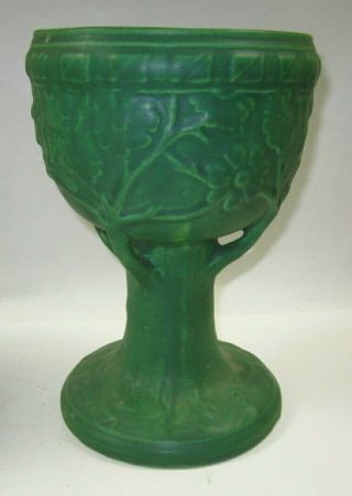 Antique Roseville Egypto Green Matte Tree Compote Vase Early 1900 