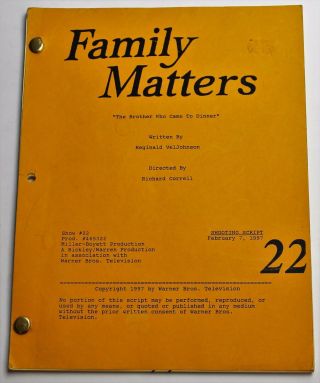 Family Matters 1997 Tv Show Script Season 8,  Episode 23 Steve Urkel