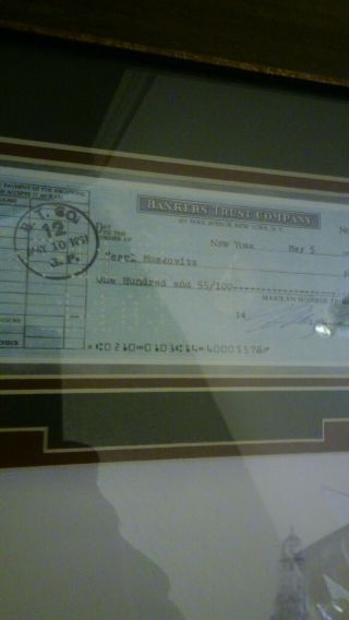 Marilyn Monroe Hand Signed Check 1961 in Blue Pen 11