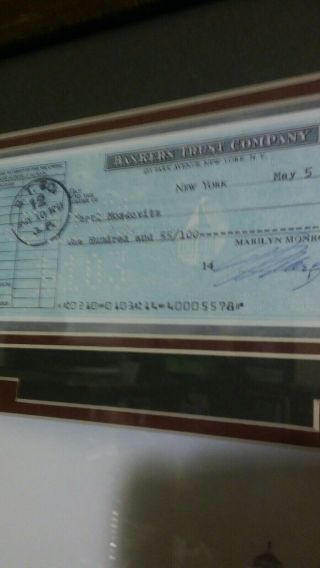 Marilyn Monroe Hand Signed Check 1961 in Blue Pen 12