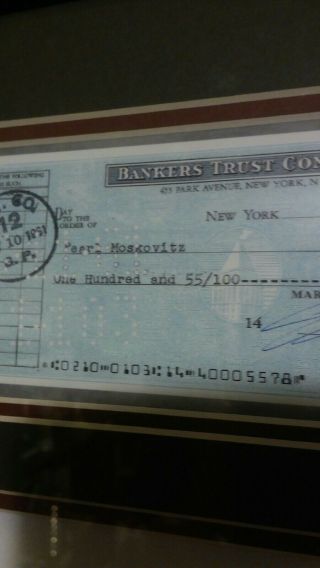 Marilyn Monroe Hand Signed Check 1961 in Blue Pen 9