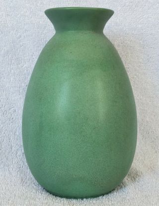 Teco Pottery Matte Green 7 " Vase Marked Twice