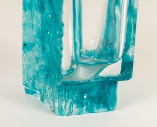 MidCentury Petite Daum Crystal Vase Argos Cubism Cesar Baldaccini Brutalist Blue 2