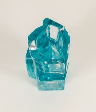 MidCentury Petite Daum Crystal Vase Argos Cubism Cesar Baldaccini Brutalist Blue 4