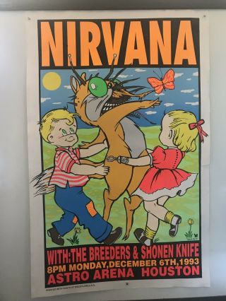Nirvana Breeders Kozik 1993 Poster Silk Screen Bug Kids Houston