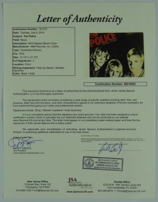 The Police Signed Autograph Album Record JSA Sting Stewart Copeland Andy Summers 5