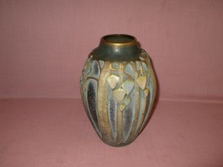 Antique Teplitz Turn Amphora Pottery Paul Dachsel Arrowhead Tree Vase Rare 9.  25 "
