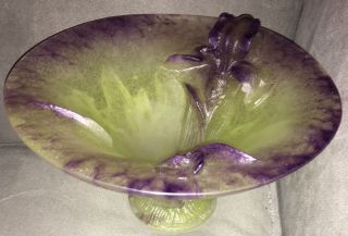 Daum France Art Glass Pate De Verre Small Iris Bowl - Retail Price Over $1,  400.