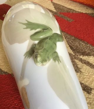 Rare Royal Copenhagen Vase,  Frog And Dragonfly In Relief No.  465.  /250. 11