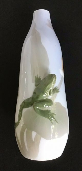 Rare Royal Copenhagen Vase,  Frog And Dragonfly In Relief No.  465.  /250. 4