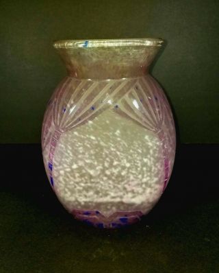Signed Le Verre Francais 10 inches Purple,  Blue,  White Cameo Vase at 3