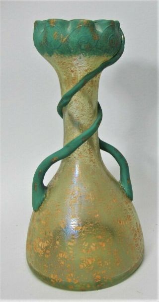 Rare 8 " Loetz Art Nouveau Glass Vase Cephalonia Mit Patinkadekor Decor C.  1904
