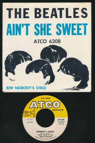 Beatles RARE 1964 VJ ' AINT SHE SWEET ' PICTURE SLEEVE N - W NM 45 2