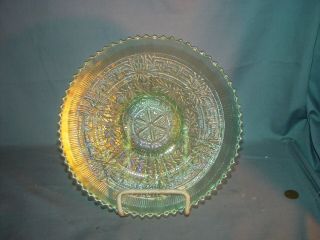 Northwood Carnival Glass Ice Green Embroidered Mums Plate