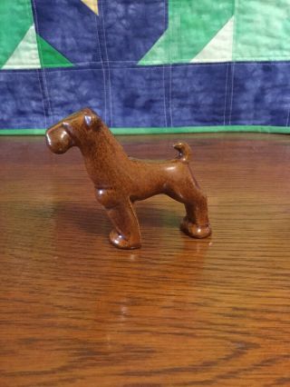 Rare Ada Clay Frankoma Pottery Osage Brown Mini Figurine Terrier Htf