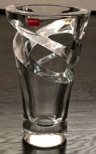 Rare Vintage Baccarat Crystal Tornado Vase Modernist Swirl Design Beauty 9 1/2”