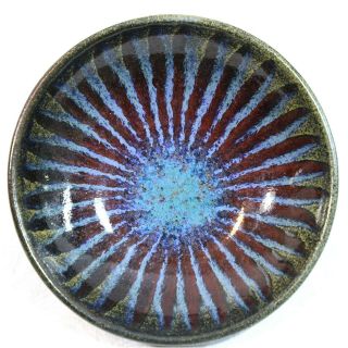 1958 Harding Black Starburst Texas Ceramic 6 " Art Pottery Bowl Mid Century